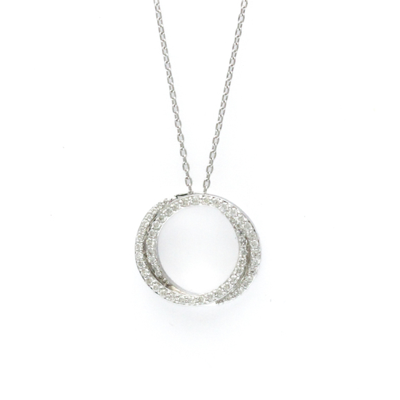 Ponte Vecchio Diamond Circle Necklace White Gold (18K) Diamond MenWomen Fash...
